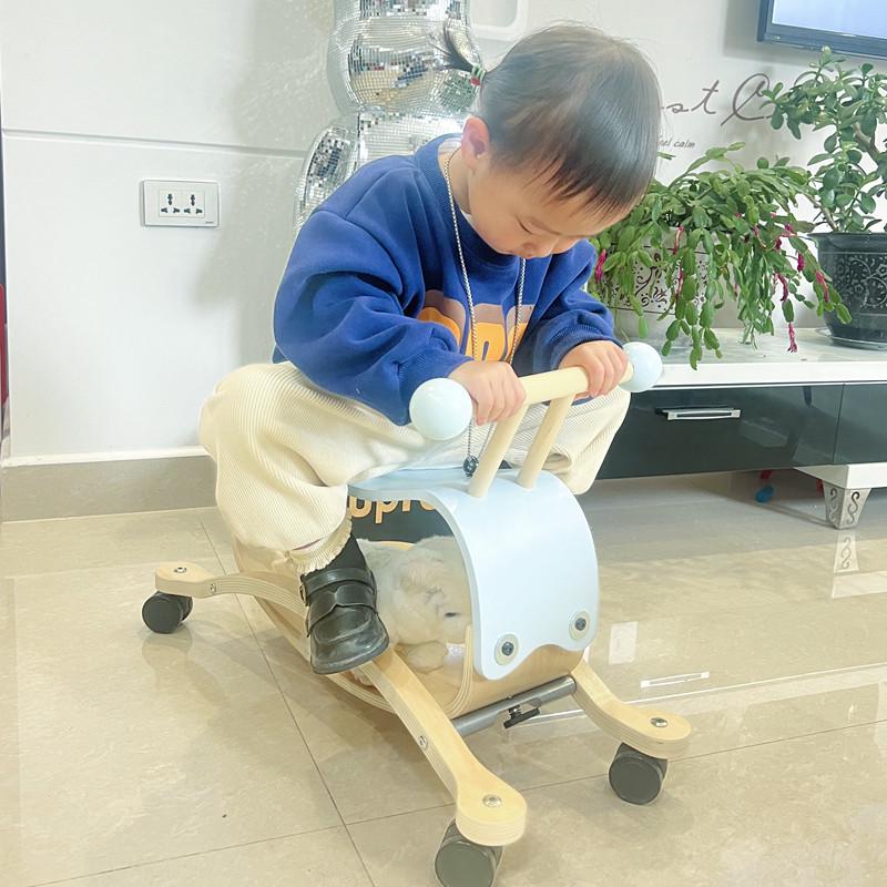 2-in-1 Wooden Rocking Horse & Stroller for Toddlers - Ideal Birthday Gift for Ages 1+