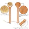 Natural Bristle Bath Brush - Long Bamboo Handle, Wet and Dry Use - Promotes Blood Circulation and Removes Dead Skin Cells, Available In Tan, Wood, and