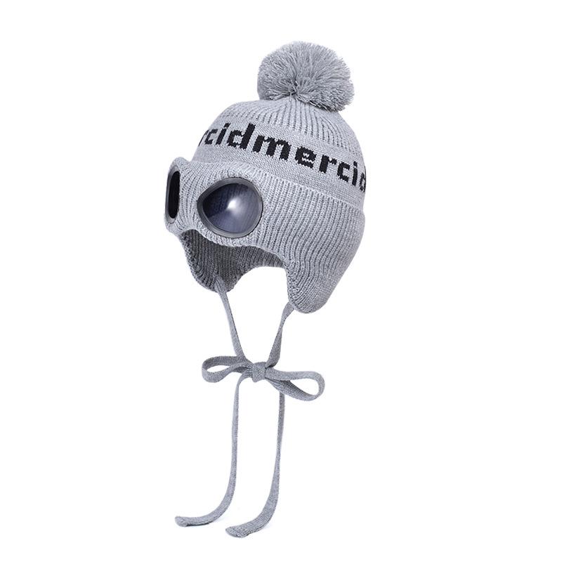 Women Autumn Winter Warm Thicken Ear Protector Goggles Hat Cold Fur Hair Ball Velvet Outdoor Knitted Cap Sweet Cute Lei Feng Hat