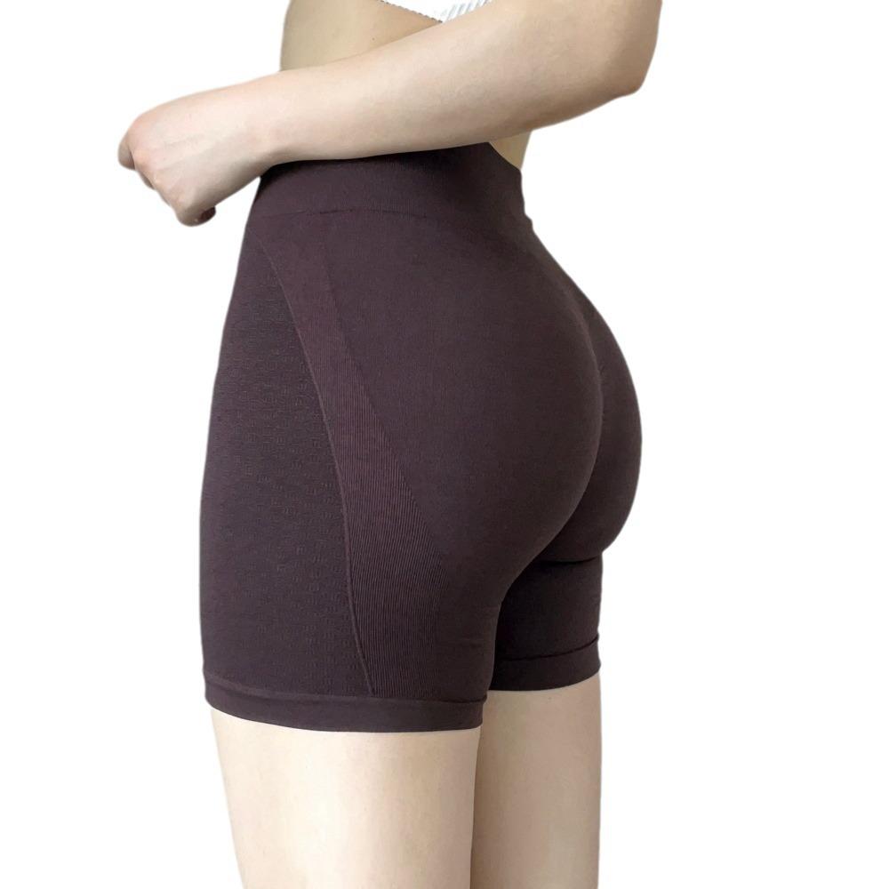 Jacquard Hip-Lifting Peach Knit Yoga Shorts - Women's Three-Quarter Fitness Tights