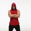 Men's Sleeveless Hooded Fitness Sweatshirt with Elastic Round Hem