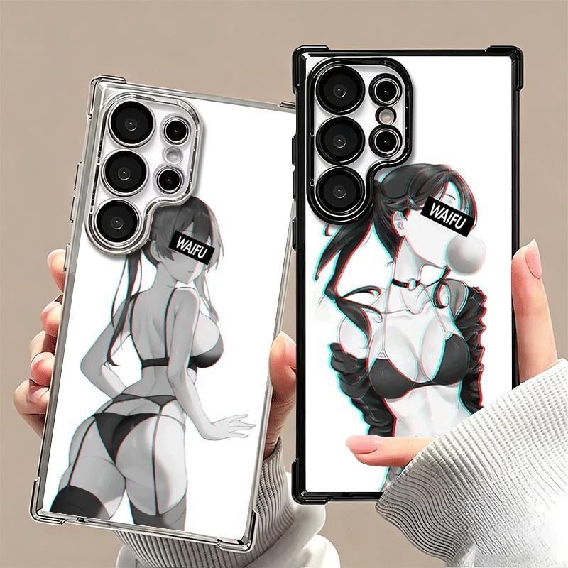 Sugoi Senpai Waifu Kawaii Anime Girl Plating Phone Case For Samsung Galaxy S24 S25 FE S26 Edge S23 Ultra S22 S21 Plus S20 Anti-F
