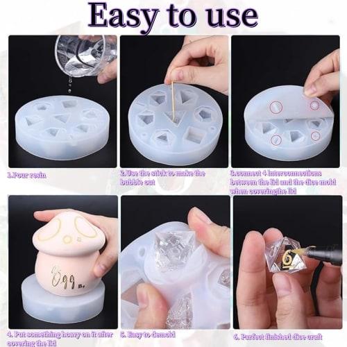 DND Dice Resin Mold, 7 Polyhedral Cavities, Silicone Mold for DIY Dice Making