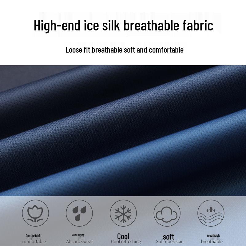 Herren Schnelltrocknendes Eisseiden Sportset: Atmungsaktives, lockeres, kurzärmeliges Lauf-/Fitness-Outfit für den Sommer.