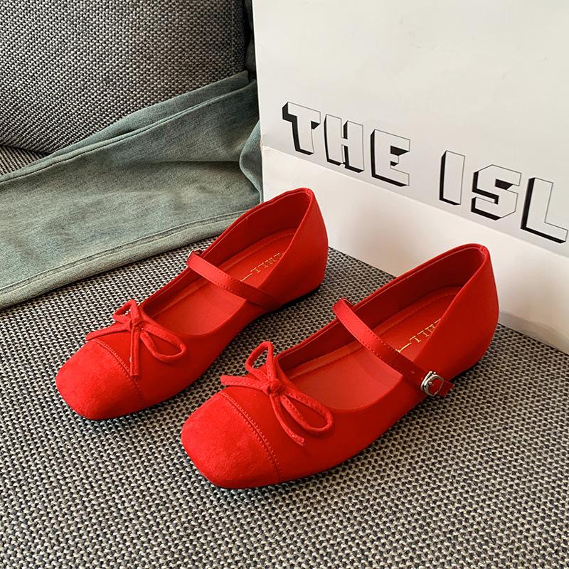 inner height increase women's single shoes square head Mary Jane women's shoes casual small red shoes fat feet wide feet large size women's shoes