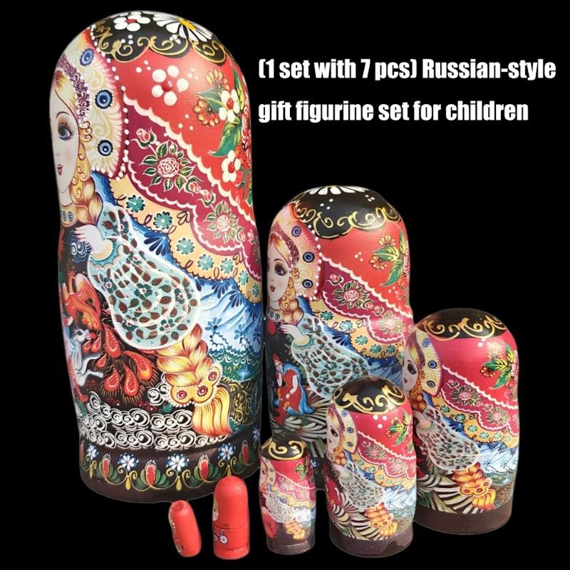 Premium Wooden Stacking Dolls Set Of 7 Cultural Educational Toy For Toddler Safe Paint Early Learning Tools