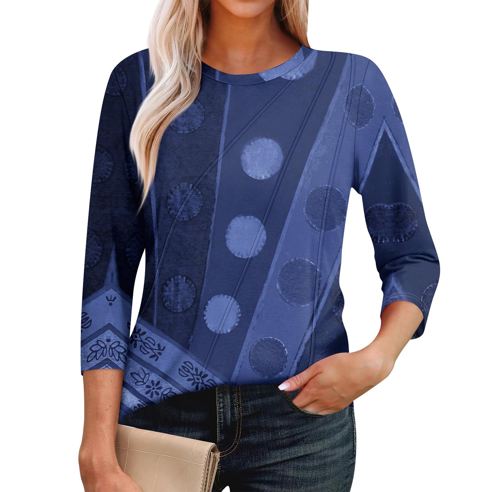 

Женская мода повседневные топы с рукавом 3/4 плиссированные модные топы футболки XXXL фиолетовый