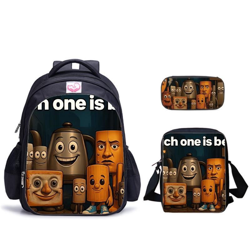 Haijing Houten Stokman Kinder Schooltas Schoudertas Etui Combinatieset Rugzak Ondersteuning