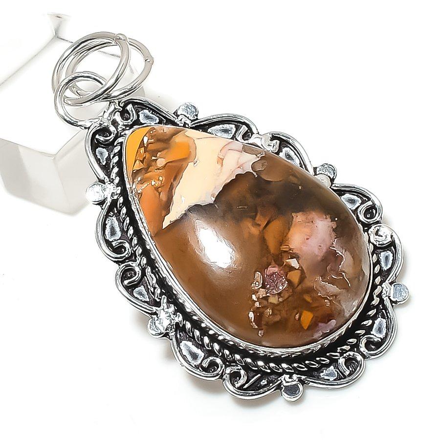 

Brecciated Mookaite Gemstone Handmade 925 Sterling Silver Pendant 2.32 s7t59