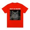 Wait I'm Goated Funny Meme Cat T-shirt Mens Women Clothing Casual Oversized T-shirts Hip Hop Vintage T Shirts Streetwear