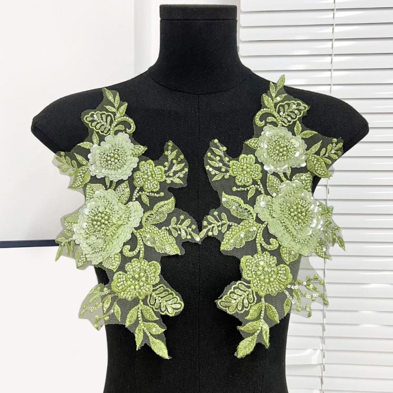 Sewing On Iron On Flower Patches with Sequins Embroidery for Easy Crafting Projects Polyester