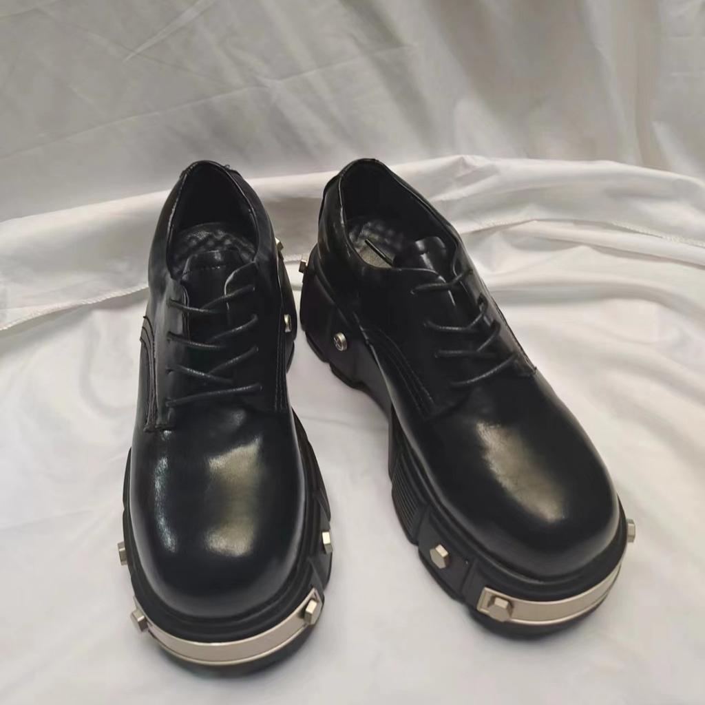 Edgy Platform Derby Shoes, Iron - Head Metal Rivet Chunky Heels, Unisex Cleanfit Trendy Footwear