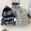 Plaid backpack women's retro junior high school student large-capacity schoolbag schoolbag college student girl cute casual backpack
