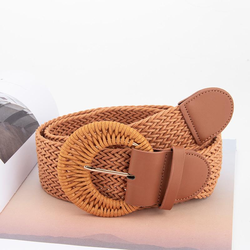 High-end Trendy Small Fragrance Style Woven Wide Belt Women's Dress Waist Belt Bohemian Ethnic Waist Seal