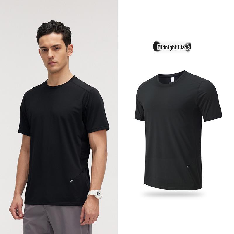 

Мужская быстросохнущая футболка с коротким рукавом и круглым вырезом для улицы - Летняя дышащая и эластичная спортивная футболка S (recommended 110-120 kg)