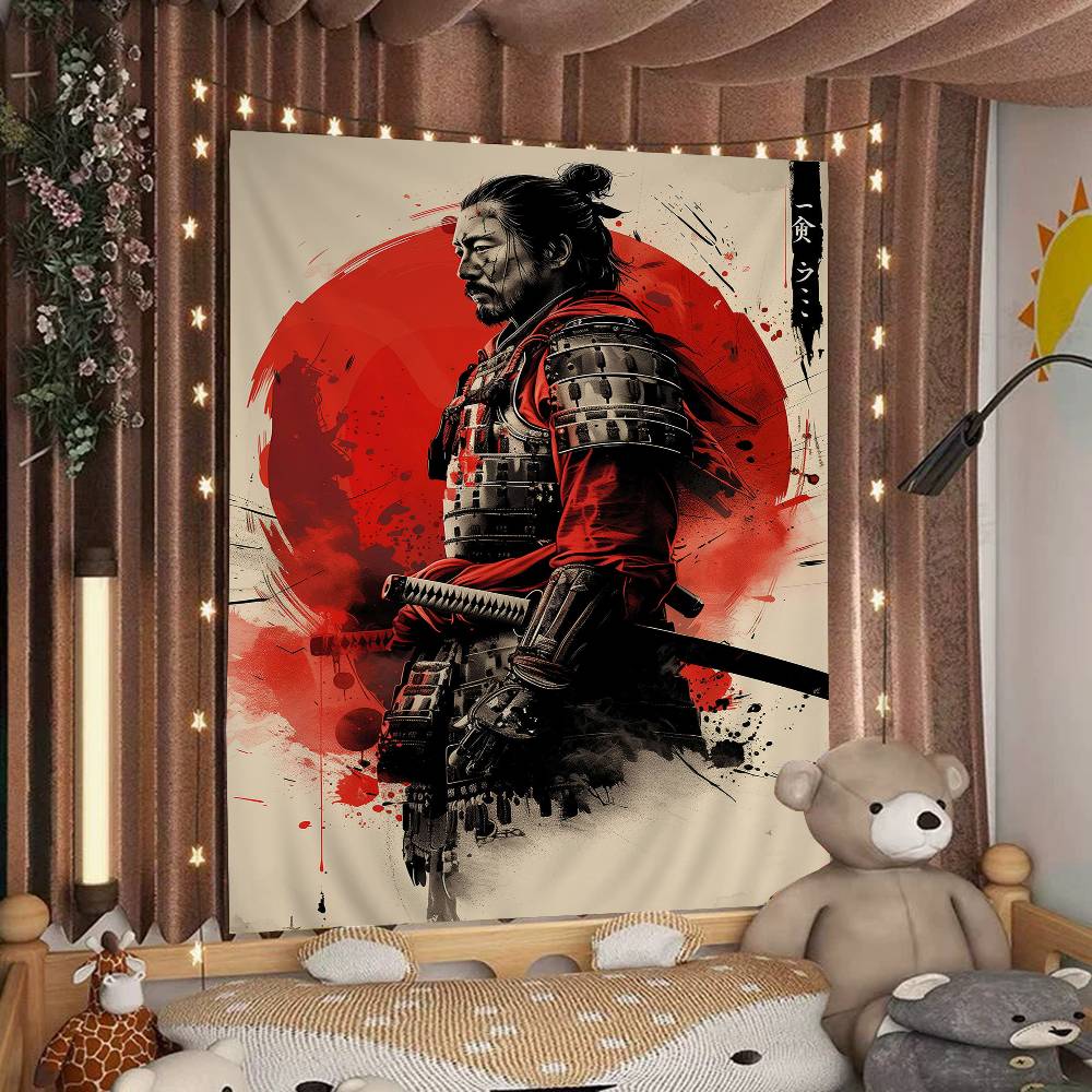 Japanese Samurai Cartoon Tapestry For Living Room Home Dorm Decor INS Home Decor