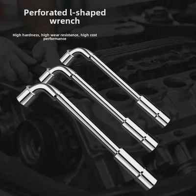 L-Shaped Hexagonal Double-Ended Socket Wrench with Perforated Elbow Design