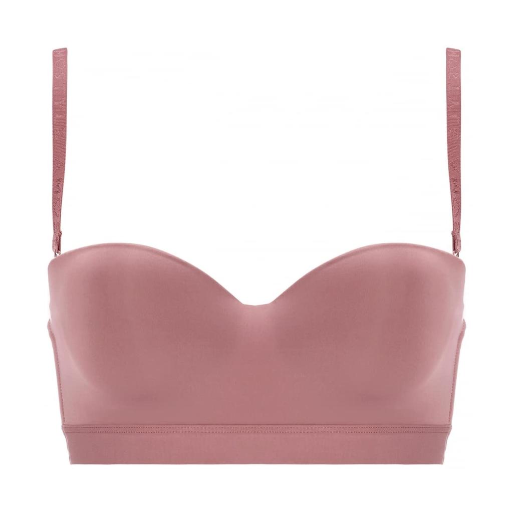 AMOSTYLE Strapless Bra Signature Smooth M020 D65 Size Half-Cup (Removable Straps) (Pink)
