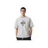 Li Ning Comfortable Simple Round Neck Loose Pullover Breathable Short Sleeve T-Shirt Unisex Tops Flower-Gray Light-Gray AHSVB45-3