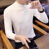 Fall Winter Men Sweater Half-High Collar Knit Thick Plush Lining Elastic Long Sleeves Slim Fit Warm Solid Color Knitwear Daily