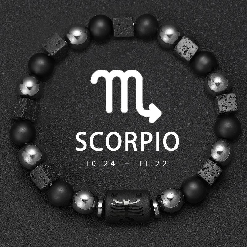 12 Zodiac Natural Stone Bracelets - Cancer, Virgo, Leo, Libra Designs, Ideal Couples & Friendship Gifts, Unisex Jewelry (Pulsera