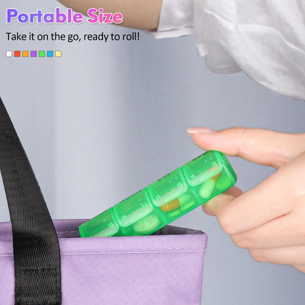 7 Day Pill Box Organiser 4 Times a Day, Weekly Tablet Box Travel Pill Organiser 28 Compartments