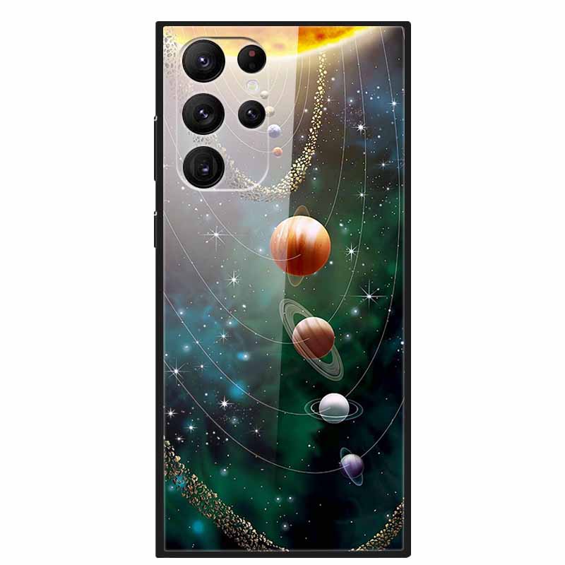 Gehärtetes Glas Cover Für Samsung S23 Ultra 5G Hülle S 23 Luxus Hartes Funda für Samsung Galaxy S23 Plus Ultra 5G Bemaltes Coque S23