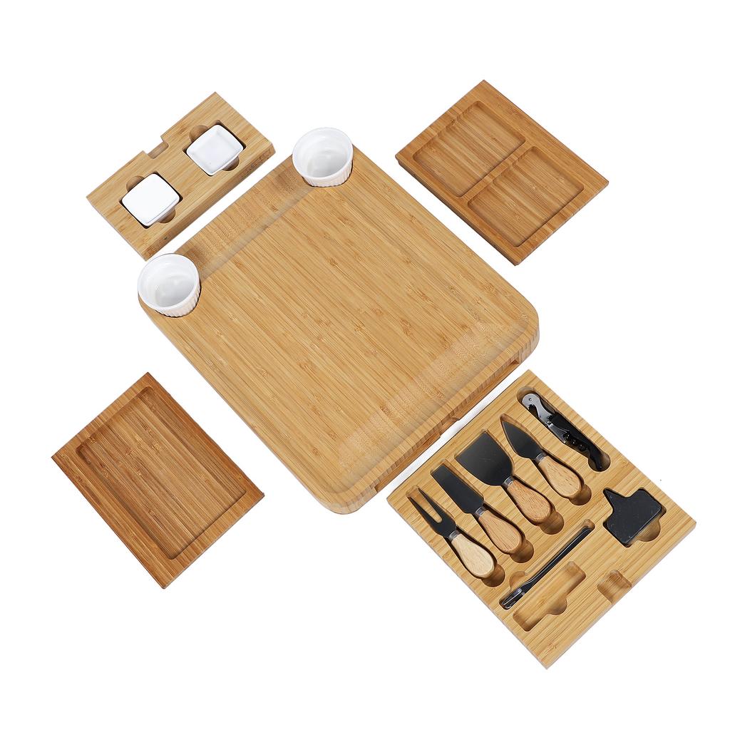 Sada prkénka na uzeniny Bambusoideae Servírovací tác Podnos na sýr se 4 zásuvkami na narozeniny svatbu