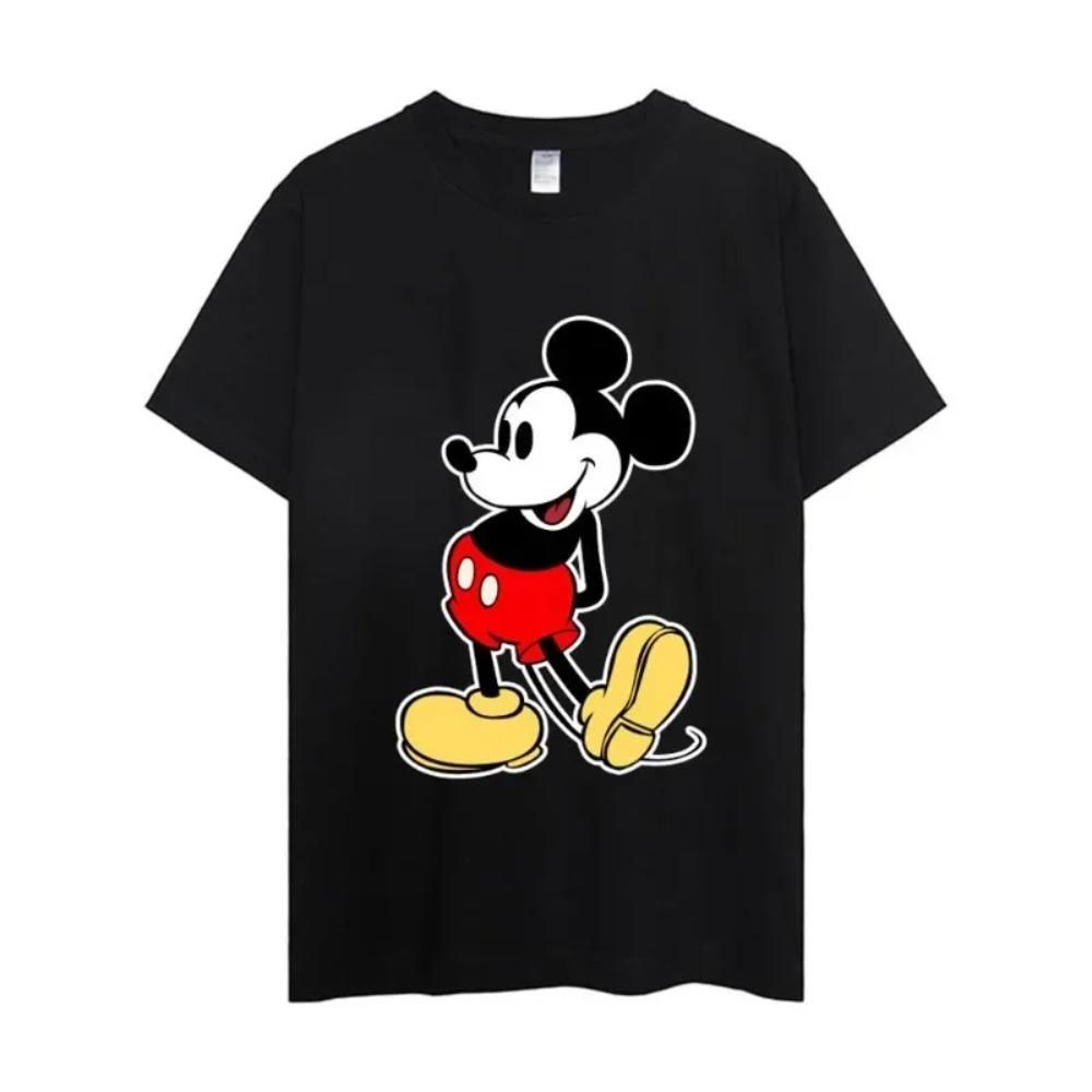 MINISO Mickey Mouse T Shirt Women Couple Combination Clothes Short Sleeve Collar Fashion Man Cotton