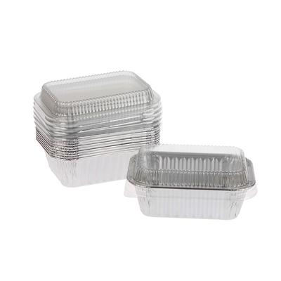 10Pcs Disposable Rectangular Aluminum Foil Baking Pans With Lids For Cakes Muffins Bread Food Storage Takeout Containers