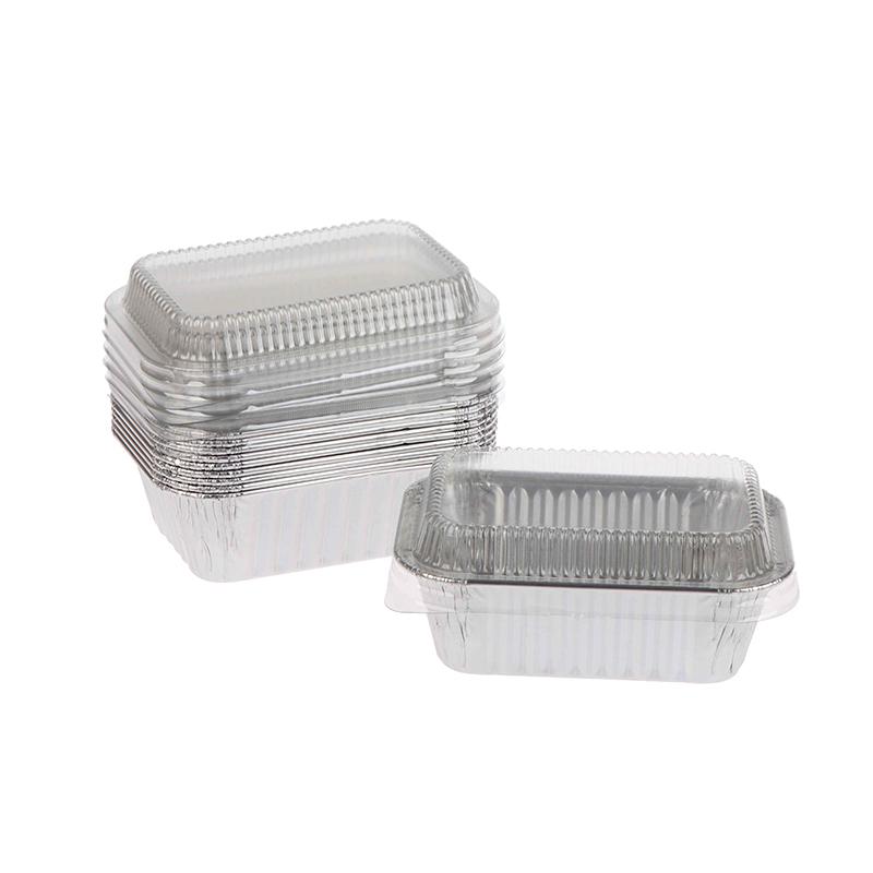 10 Stück Einweg Rechteckige Aluminiumfolien Backformen mit Deckeln für Kuchen Muffins Brot Lebensmittelaufbewahrung Mitnahmebehälter