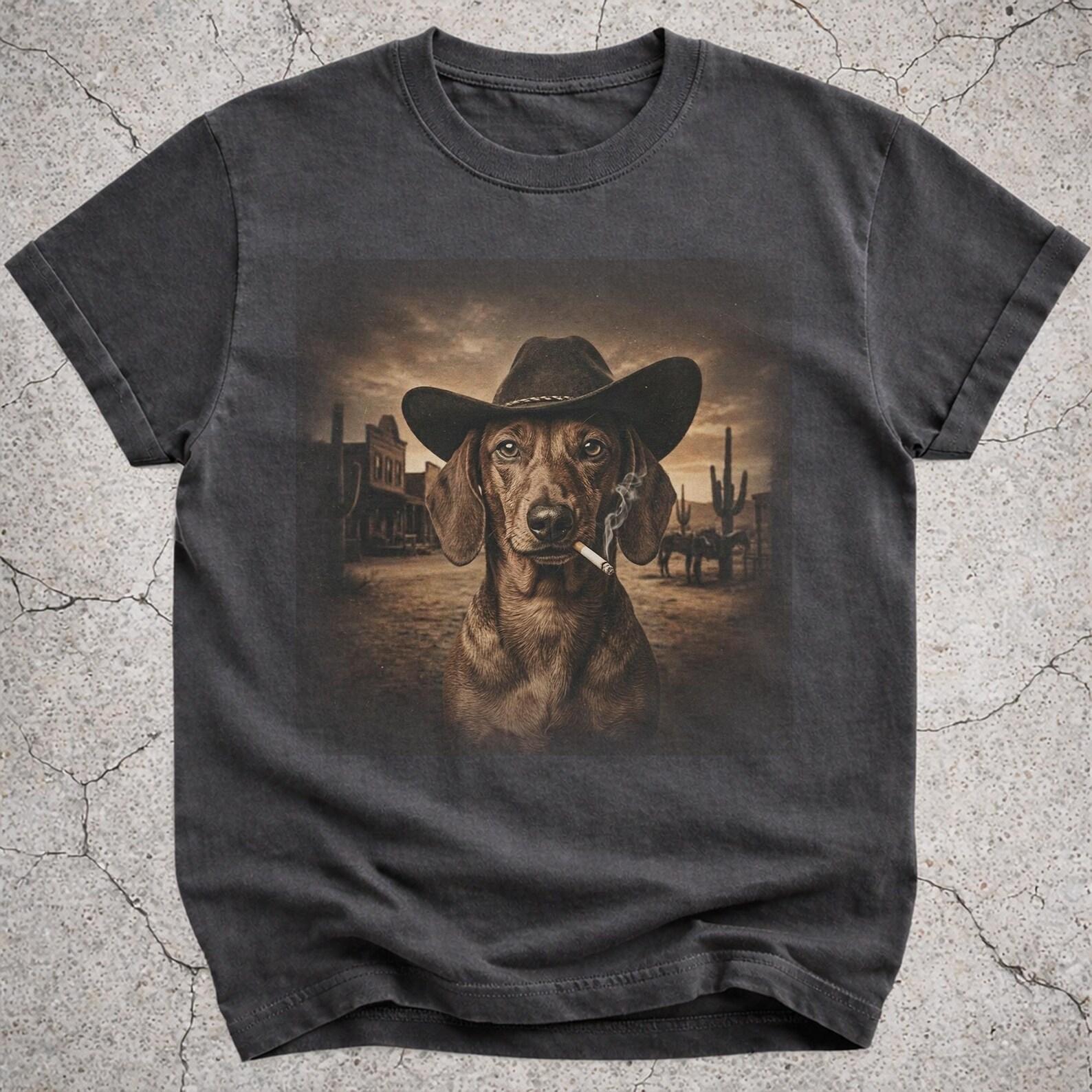 Dachshund Cowboy Shirt, Western Wiener Dog Meme Tee, Funny Cowboy Dog Gift, Dog Lover Shirt, Dachshund Dog Tee S