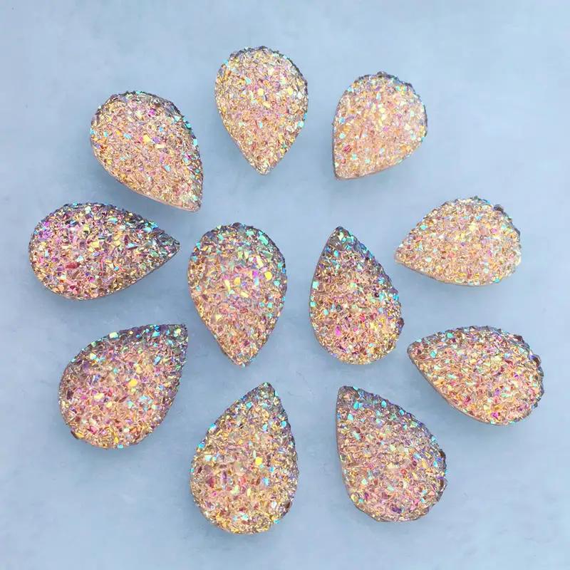 20pcs 11.5*17mm Natural ore Style Flat back Resin Rhinestones Cabochons For Bracelet Earrings accessories -HA77