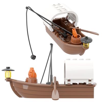 Stadt Kreativität Mittelalterliches Piratenschiff Fischerboot Zusammenbauen MOC DIY Modell Bausteine Ziegel Kinderspielzeug Weihnachtsgeschenk