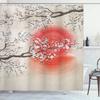 Pink Cherry Blossom Peach Blossoms Shower Curtain Set Flowers White Background Girl Bathroom Polyester Cloth Screen 12 With Hook