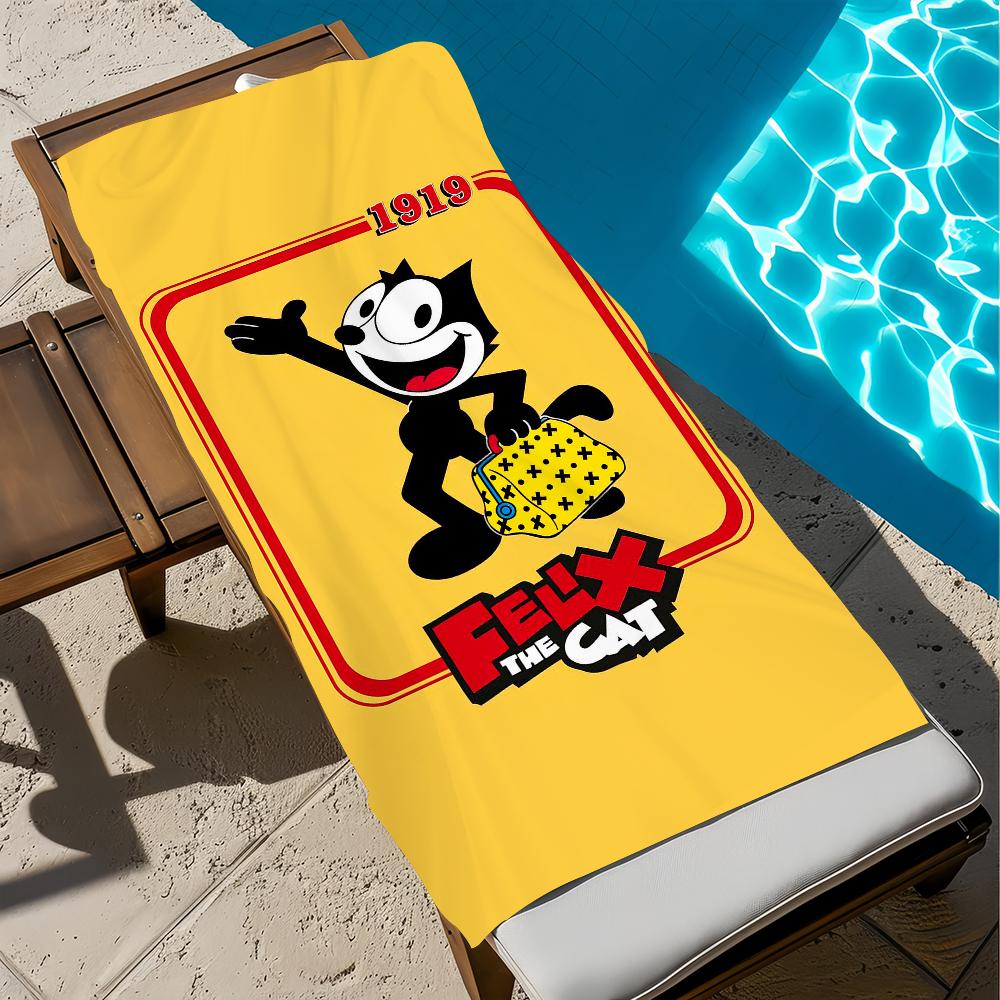F-felix die süße C-Katze Handtuch Strand Schnelltrocknend Weich Poolhandtücher Geschenk für Reise Fitnessstudio Dusche Camping Sport