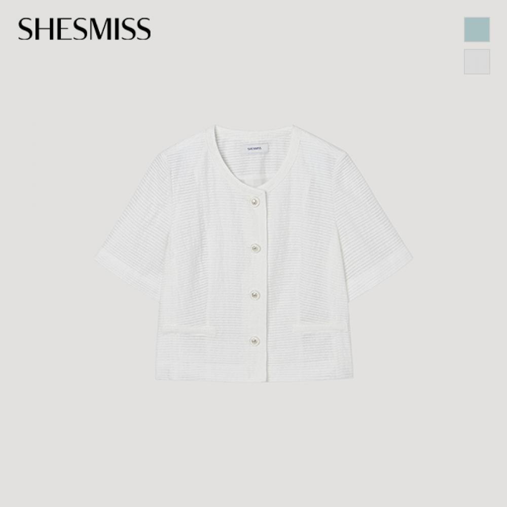 [Ea S miSS] Jachetă cu mânecă scurtă Jacquard cu aplicații Swwjkp22180