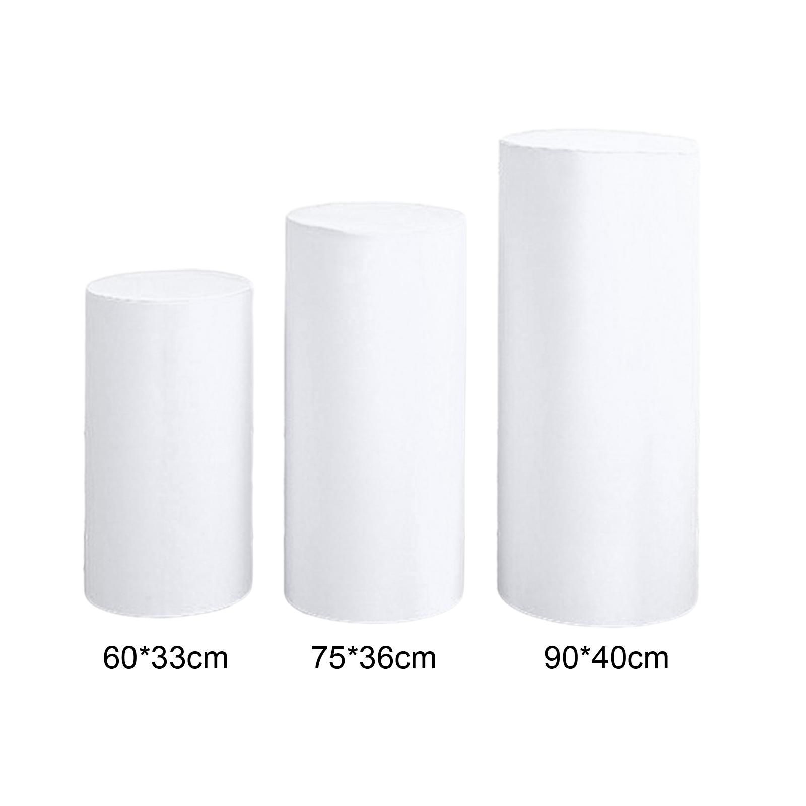 

3Pcs Cylinder Plinth Stand Covers Dessert Tables Cloth Pedestal Covers for Wedding Thanksgiving Birthday Party Decoration білий