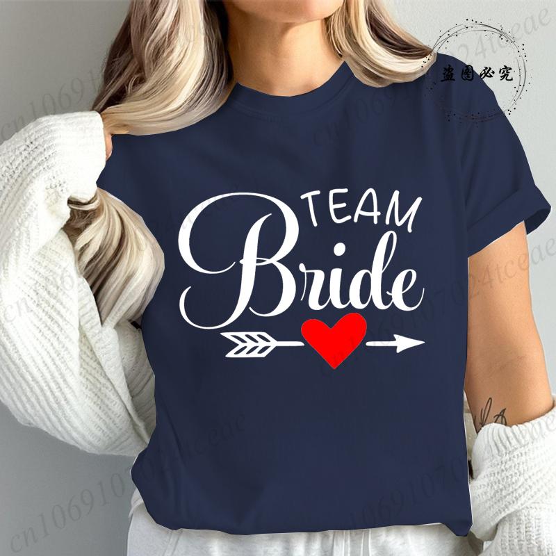 New Fashion Team Bride Tee T-Shirt Womens Vintage Wedding Party T-Shirt Funny Bride T-Shirt Tops Women's Tees Streetwear
