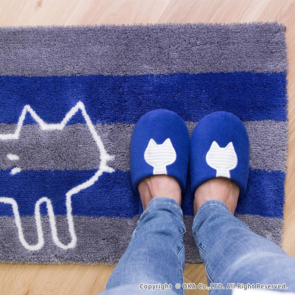 Papuče OKA Uchi Neko chodidlá približne 23 cm Modrá (Domáca mačka) (Sedí - 24cm), (Prateľný, Štýlový, Vnútorný, Hosťovský, Toaleta, Pánsky, Dámsky, Roztomilý, Mačka)