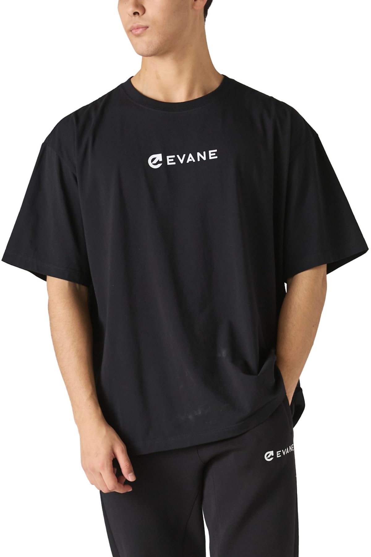 

EVANE Oversized Cotton Stretch T-Shirt (L, Black) чёрный