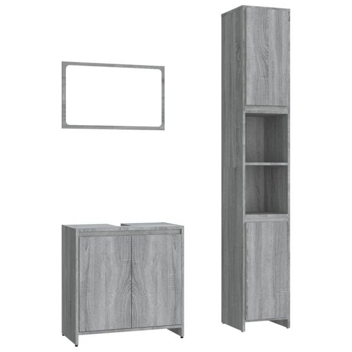 VidaXL Ensemble de Meubles de Salle de Bain 3 pcs Armoire de Rangement de Lavabo Placard de Salle de Bain Armoire à Miroir 3152720