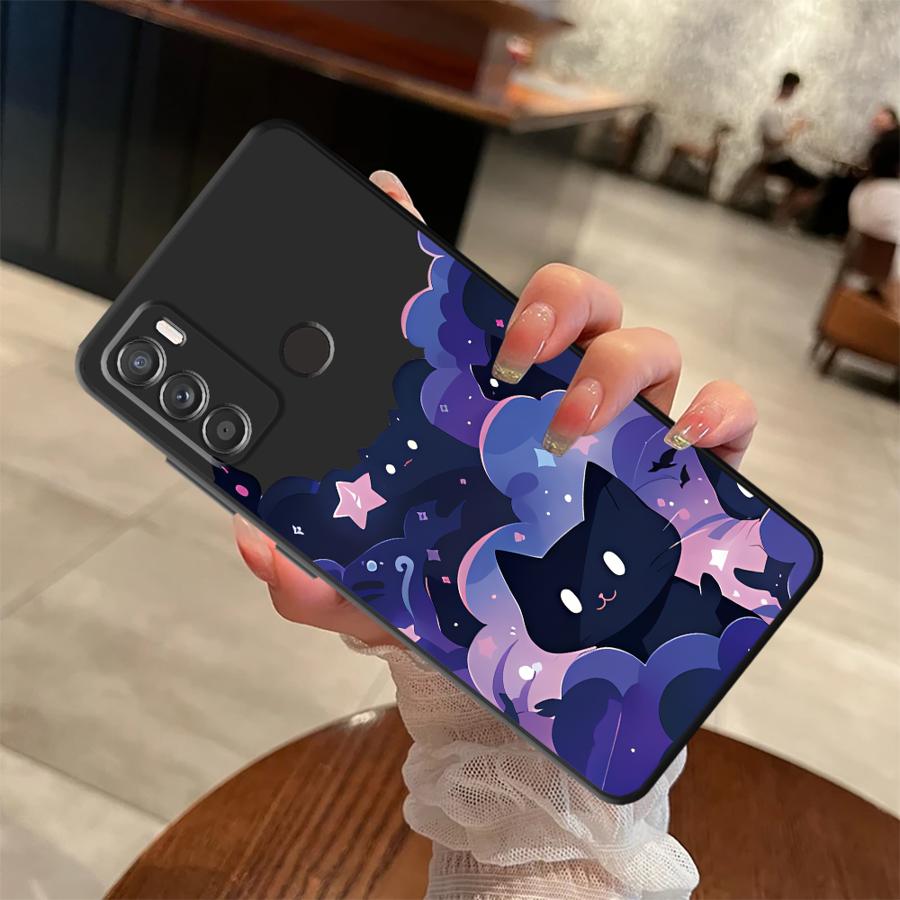 Etui do Motorola Moto G71 G53 G30 G50 G22 Edge40 G51 G73 G52 Edge 20 Pro 30 Lite G60s G32 Pokrowiec Czarny Kot Gwieździsta Noc