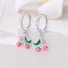 New 925 Silver Bee Butterfly Pink Lily Lotus Earrings For Women Cherry Apple Strawberry Ear Studs Elegant Party Jewelry