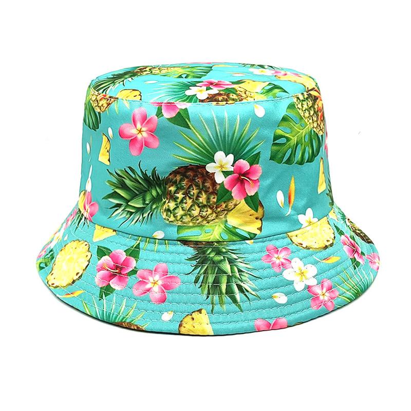 Cartoon Pineapple Print Bucket Hats Unisex Spring and Summer Polyester Fiber Sun Hat Outdoor Sports and Leisure Bucket Hat