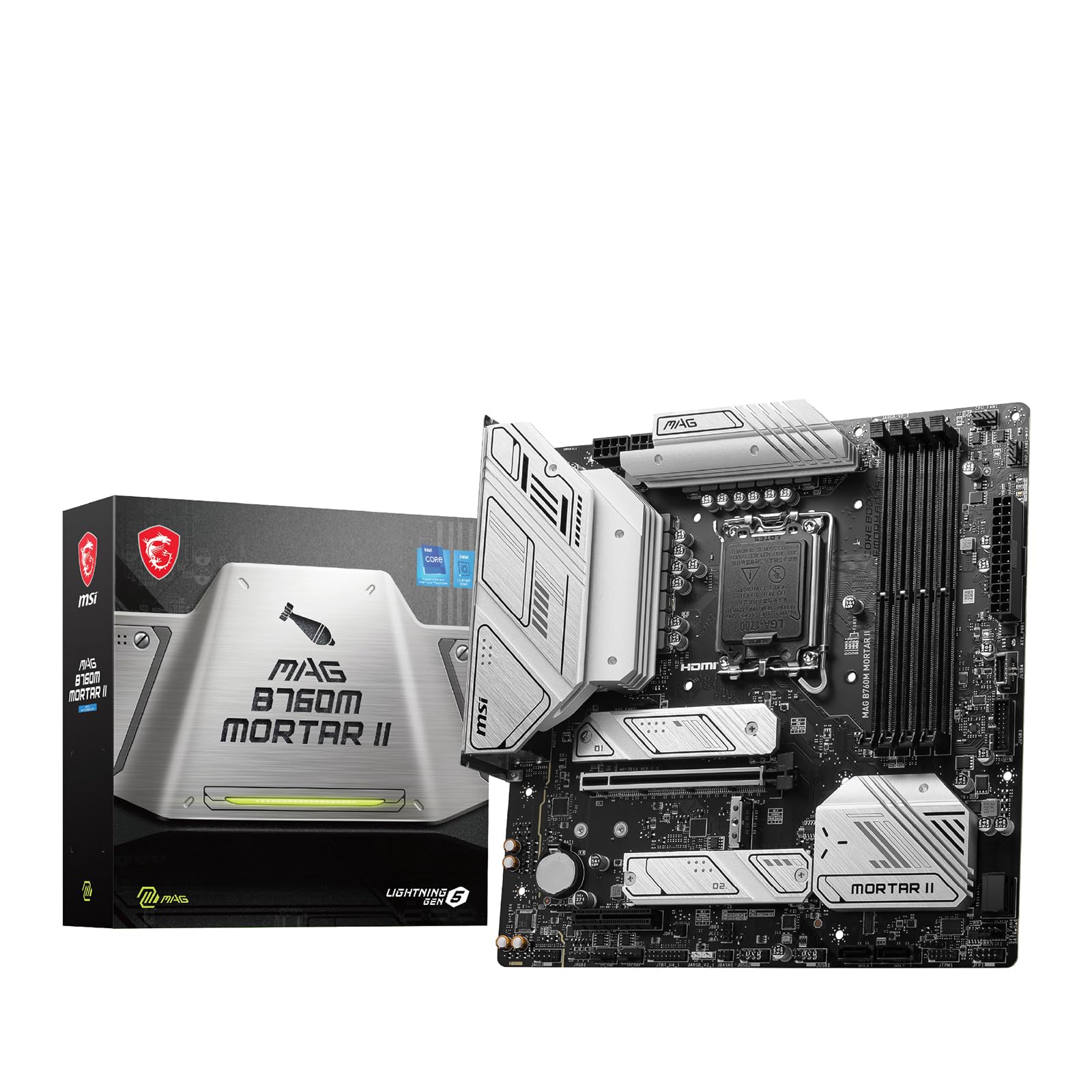 

MSI motherboard limited MAG B760M MORTAR II generation B760 2024 white strong power supply circuit Intel CPU MB6470 [Amazon model] 14th/13th [Intel чорний