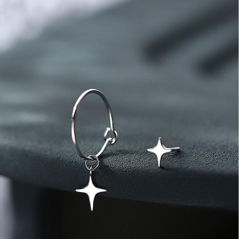 925 Silver Star Flash Crystal Summer Small Fresh Female New Trendy Personality Earrings