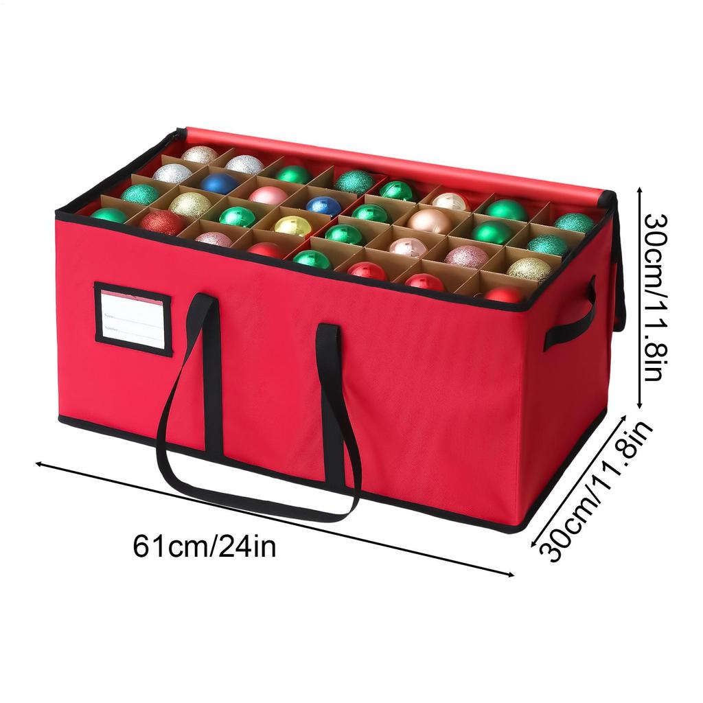Caixa de Armazenamento para Decoração de Bola de Natal Organizador de Enfeites de Natal Caixa com Grade Ajustável e Removível Saco para Laços de Natal