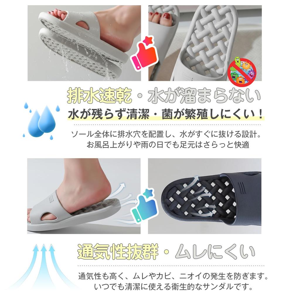Balcony Heat Bath for Shower [IZWFH] Non-Shrinking Sandals, Resistant, Non-Slip, Water-Resistant, Perforated, Slippers, Unisex, Bathroom, Bathtub,