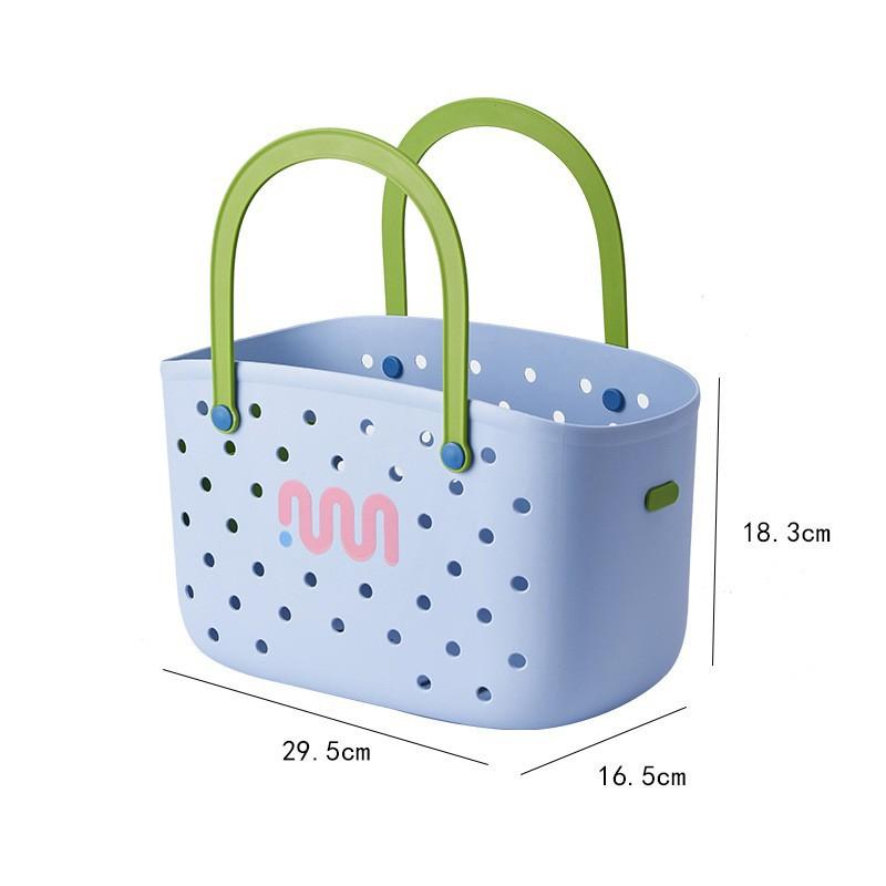 Dopamine-contrast Color Portable Bath Basket Can Be Leachable Shopping Basket Bathroom Household Items Storage Basket Bath House